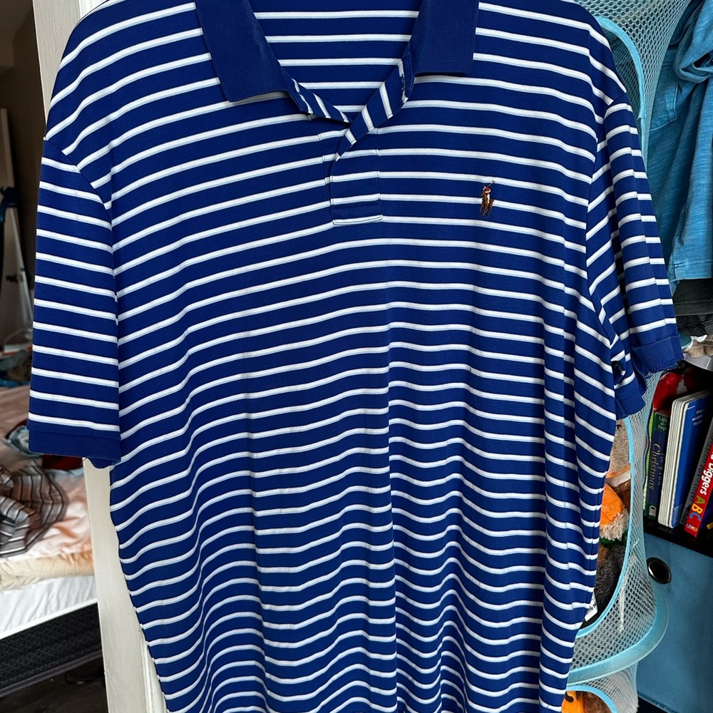 Ralph Lauren Blue and White Striped Polo